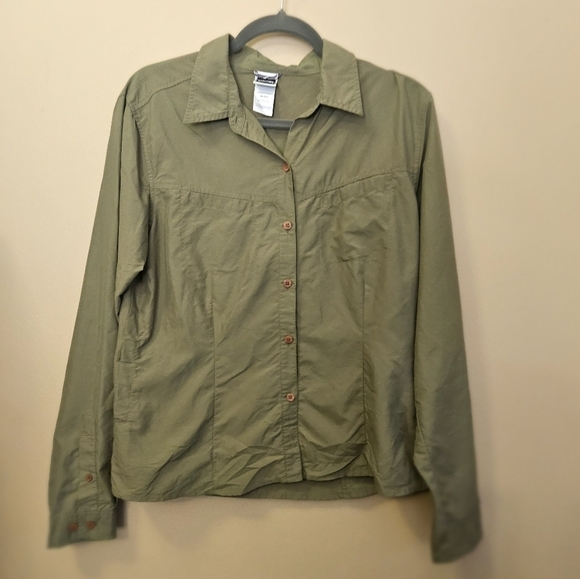 North Face Women's Size XL Button Down Shirt Olive Green Light Weight - Picture 1 of 4